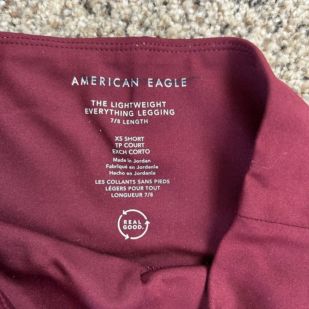 American Eagle Leggings Size XS Short Petite High Rise Burgundy Purple - Picture 2 of 5
